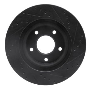 Chrysler 200 Brake Rotor - Front Left - R1 Concepts - Drilled & Slotted - Black - `07-`25